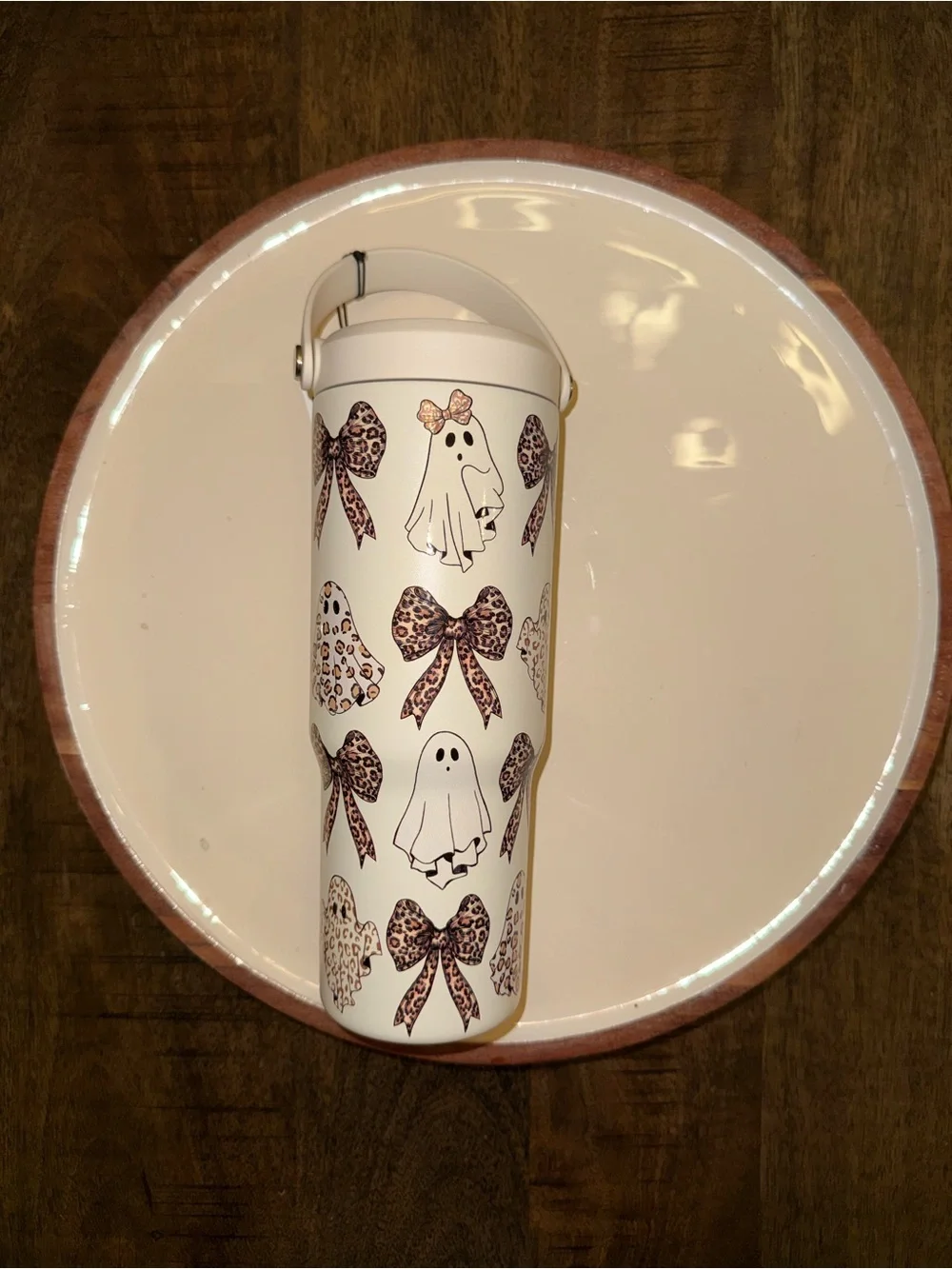 Creme Leopard Print Insulated Bottle